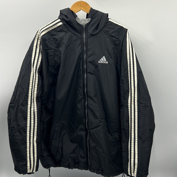 VINTAGE ADIDAS REVERSIBLE JACKET MENS SIZE XL FULL ZIP BLACK GRAY WHITE JACKET - Picture 3 of 13